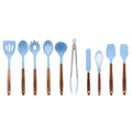 Brambelle Silicone and Acacia Wood Cooking Utensil Set 10 Piece Blue