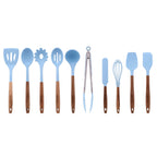 Brambelle Silicone and Acacia Wood Cooking Utensil Set 10 Piece Blue