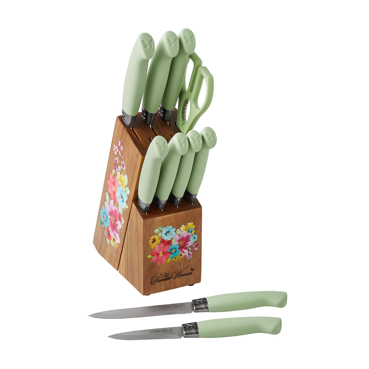 Knife block set in Sage