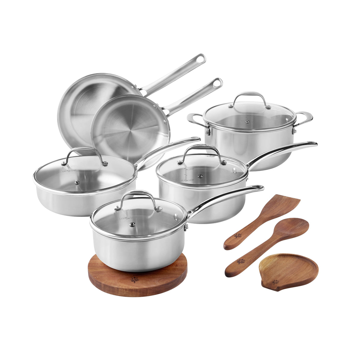 Brambelle Stainless Steel Cookware Set with Kitchen Utensils 14 Piece
