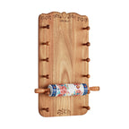 Brambelle Keepsake Floral Ceramic Rolling Pin with Acacia Wood Holder