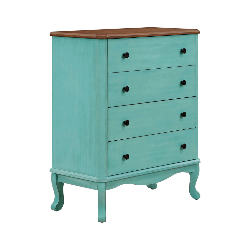 Brambelle Solid Wood Frame 4 Drawer Dresser Teal