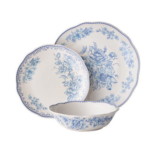 Brambelle Agatha Stoneware Dinnerware Set 12 Piece Blue