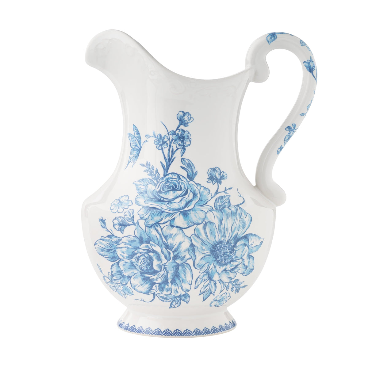 Brambelle Agatha Stoneware Pitcher 2 Quart Blue