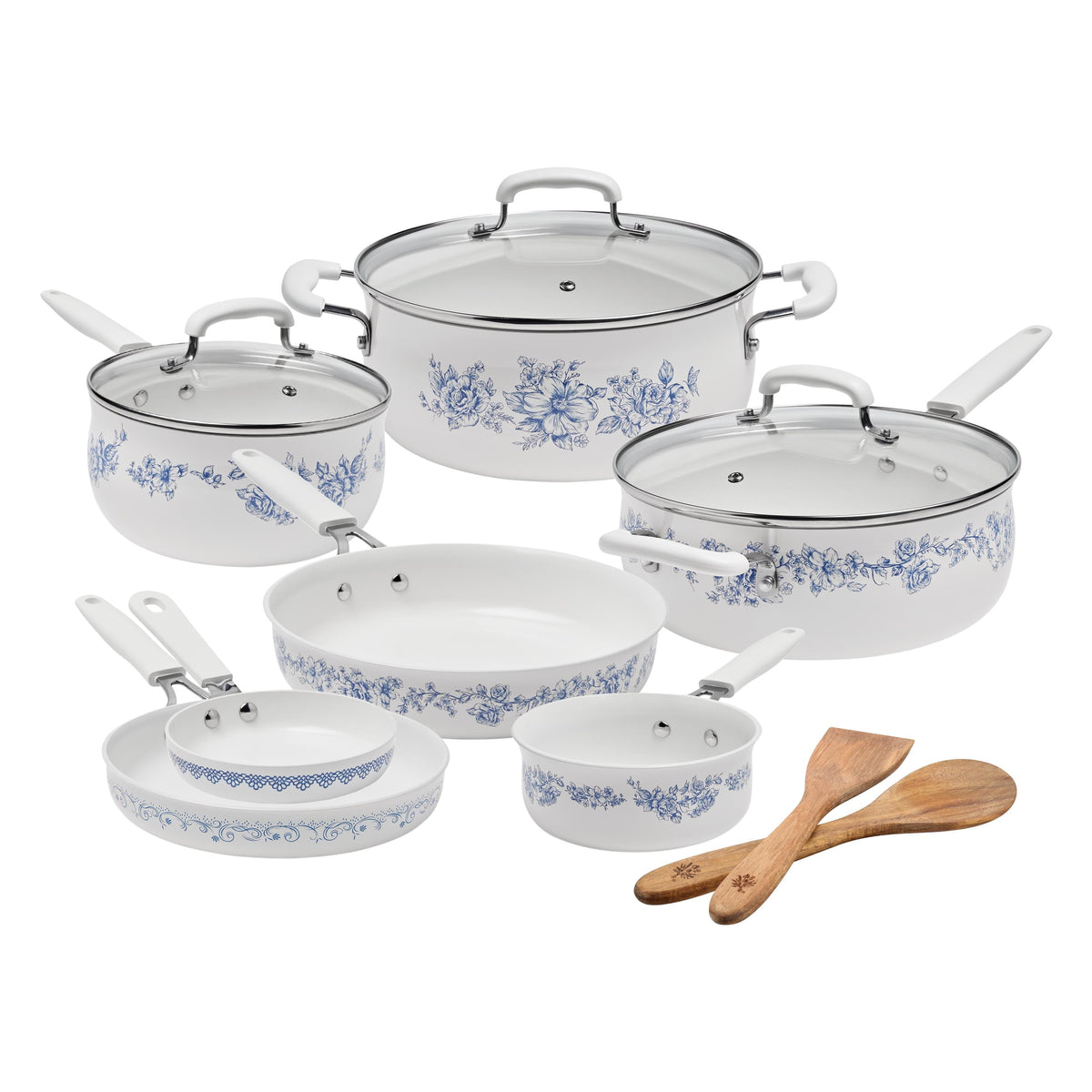 Brambelle Agatha Classic Ceramic Cookware Set 12 Piece Blue