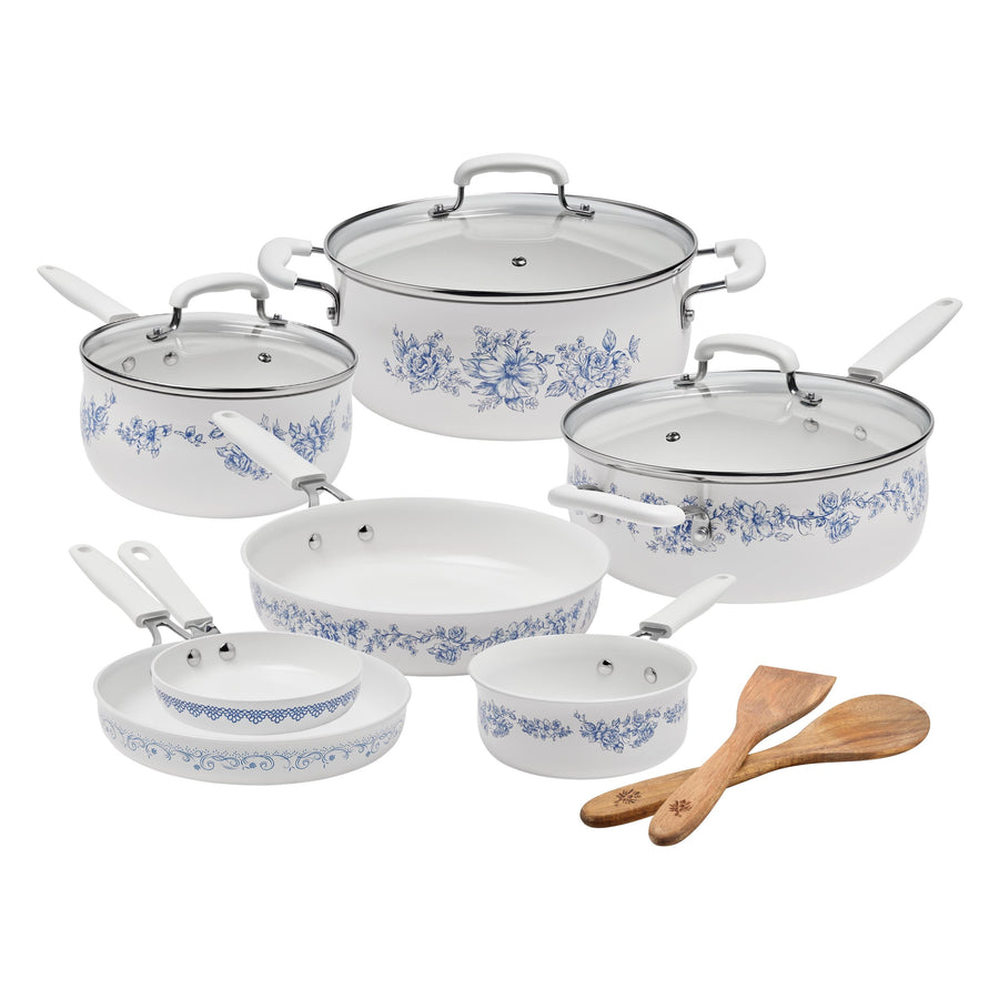 Brambelle Agatha Classic Ceramic Cookware Set 12 Piece Blue