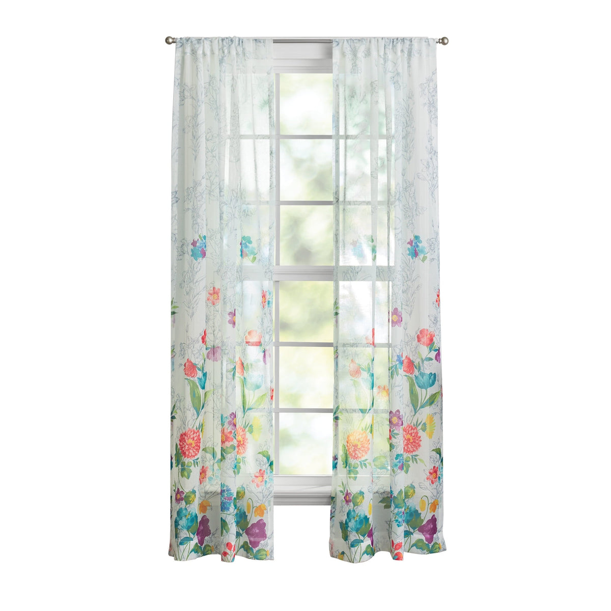 Brambelle Blooming Bouquet Floral Curtain Panel Pair 40 x 84 Inch