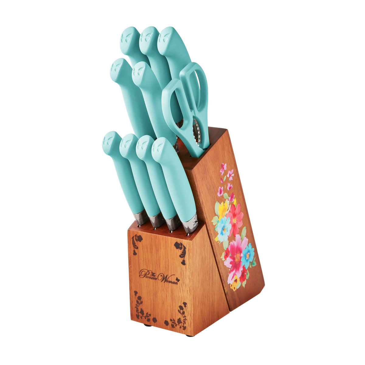 Knife block set in Teal