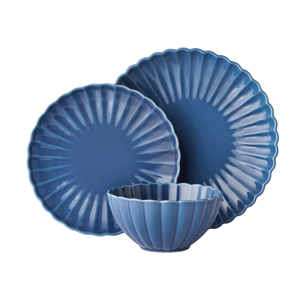 Brambelle Colette Stoneware Dinnerware Set 12 Piece Blue