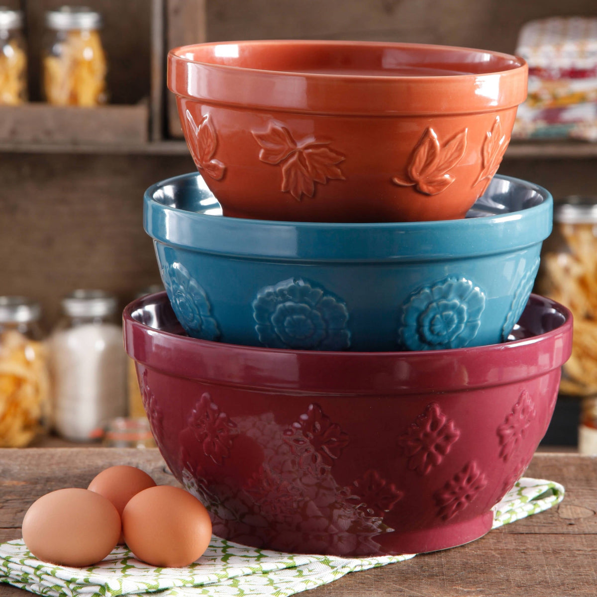 Brambelle Cornucopia Ceramic Mixing Bowl Set 3 Piece