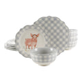 Brambelle Gingham Ceramic Dinnerware Set 12 Piece Gray