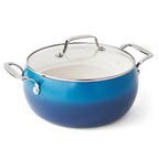 Brambelle Harlow Ceramic Nonstick Stock Pot with Lid 7.5 Quart Denim Blue