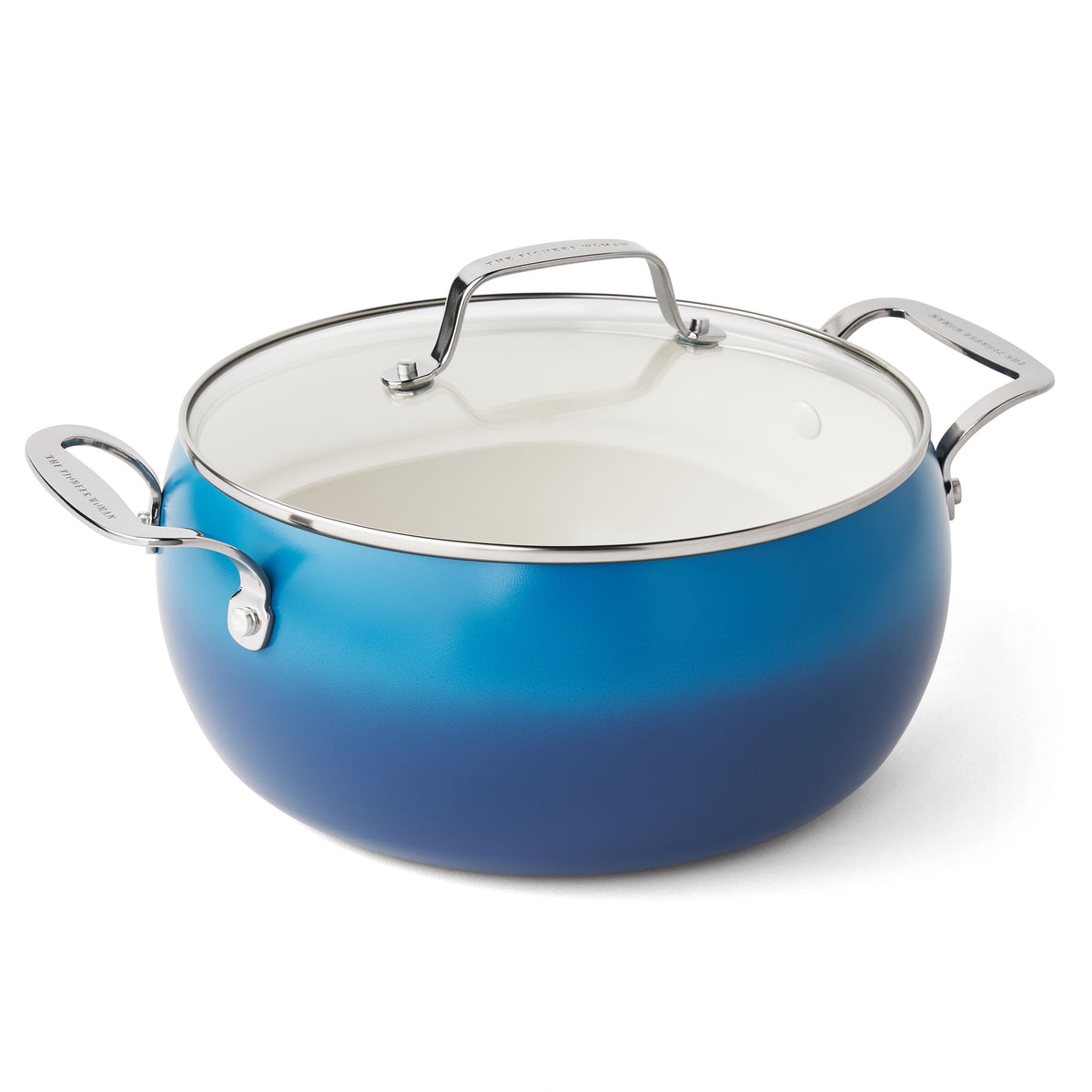 Brambelle Harlow Ceramic Nonstick Stock Pot with Lid 7.5 Quart Denim Blue