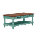 Brambelle Helen Coffee Table with Solid Wood Frame Teal