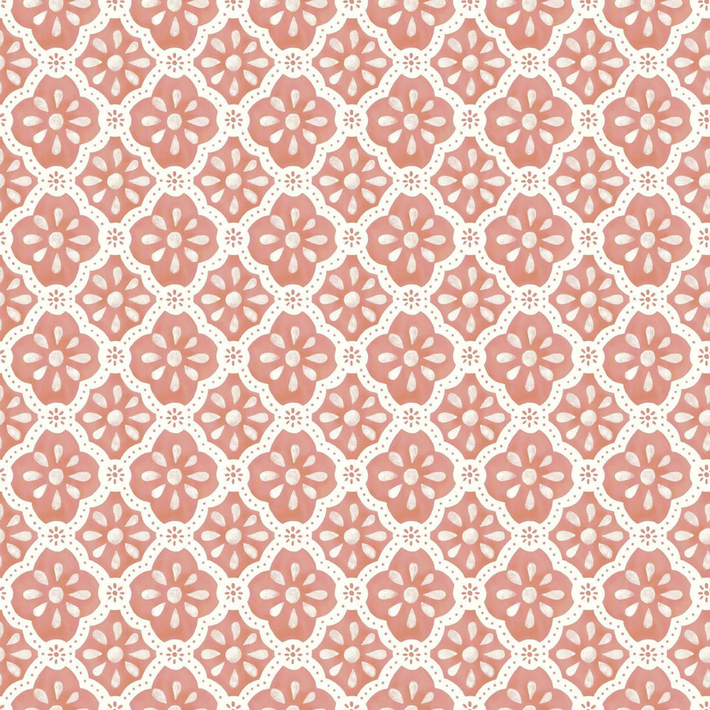 Brambelle Washy Trellis Peel and Stick Wallpaper Pink Salmon