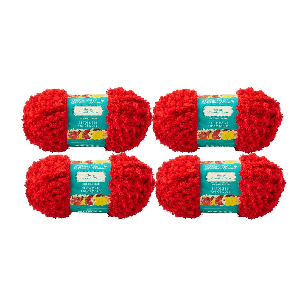 Brambelle Sherpa Chenille Yarn Red 58 Yards 4 Pack