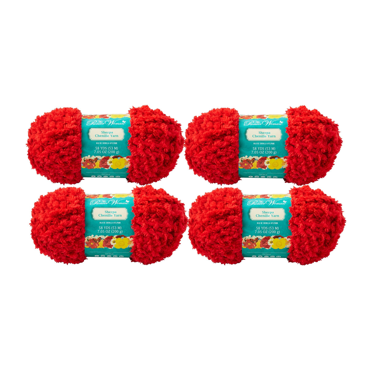 Brambelle Sherpa Chenille Yarn Red 58 Yards 4 Pack