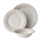 Brambelle Vintage Lace Ceramic Dinnerware Set 12 Piece Linen