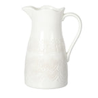 Brambelle Vintage Lace Ceramic Pitcher 9 Inch Linen