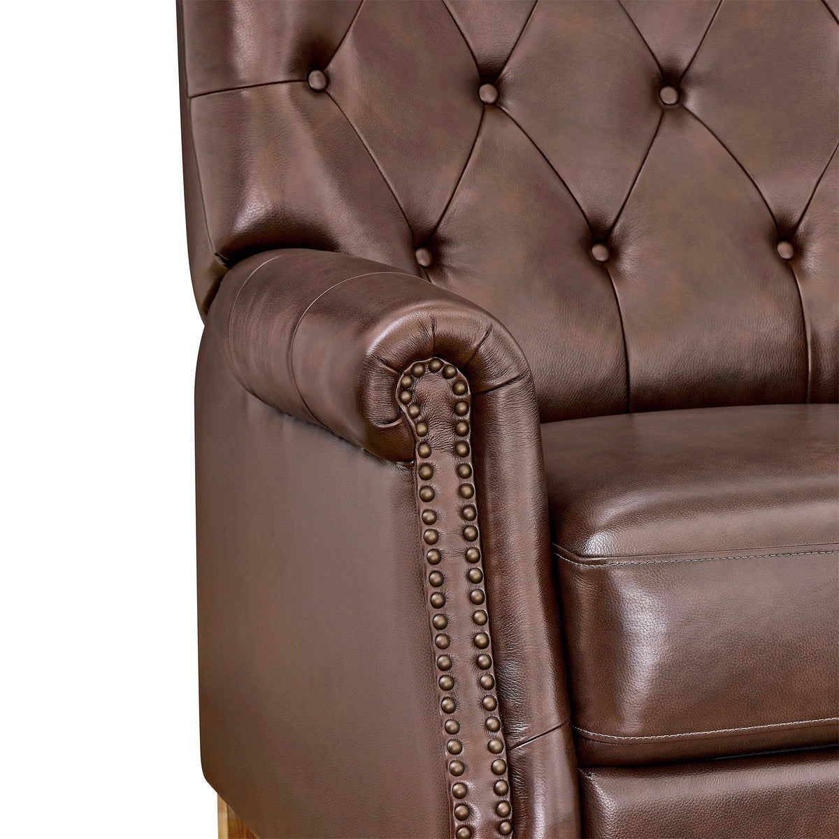 Recliner in whiskey brown view 8