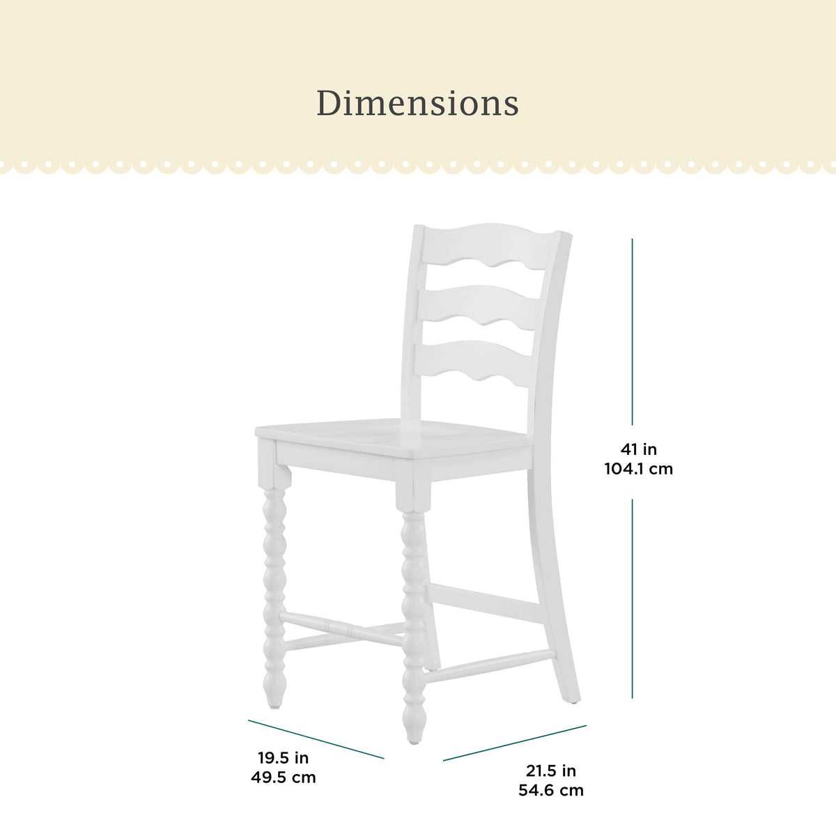 Counter stool set in white view 3