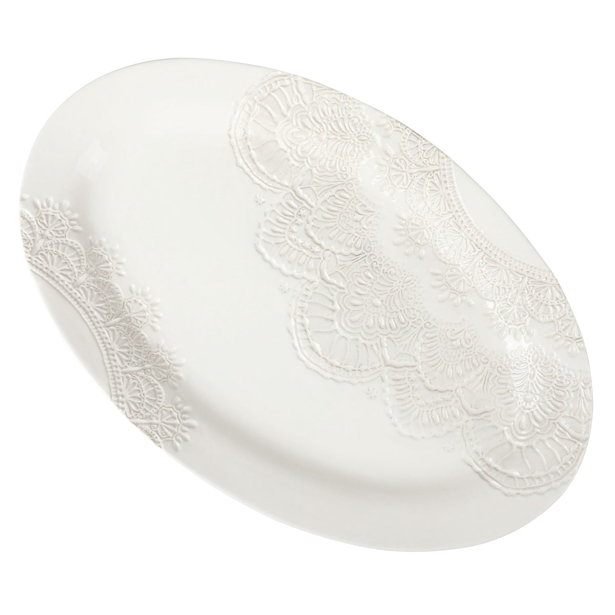 Serving platter in white view 3