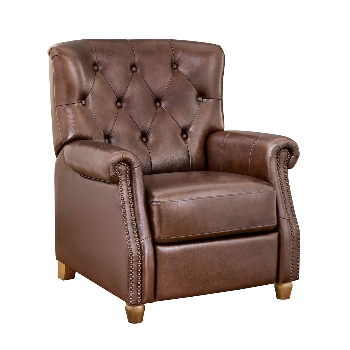 Recliner in whiskey brown view 2