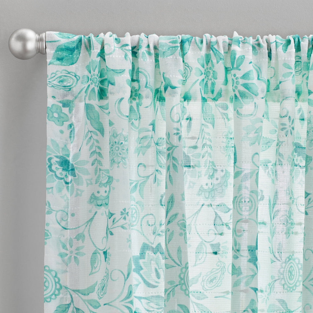 Curtain panel in teal view 3