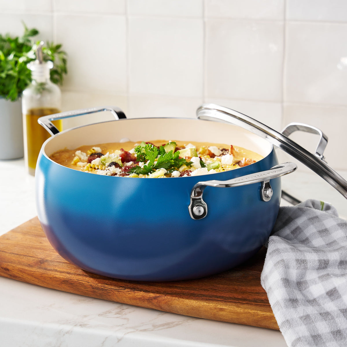 Stock pot in denim blue view 9