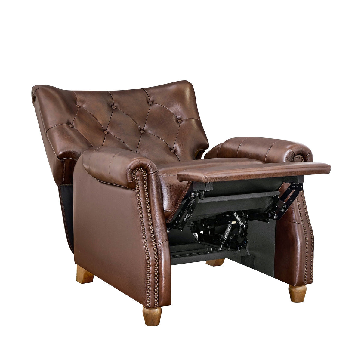 Recliner in whiskey brown view 6