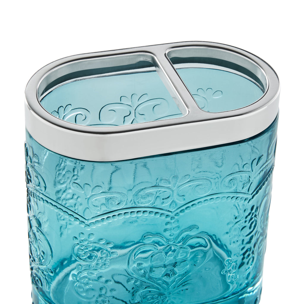Bath accessory set in teal view 5