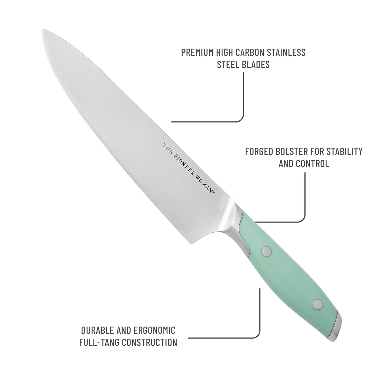 Knife block set in green view 5