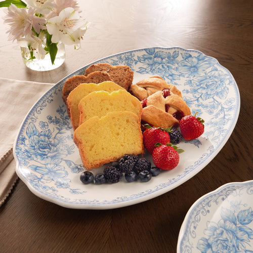 Serving platter in blue view 2
