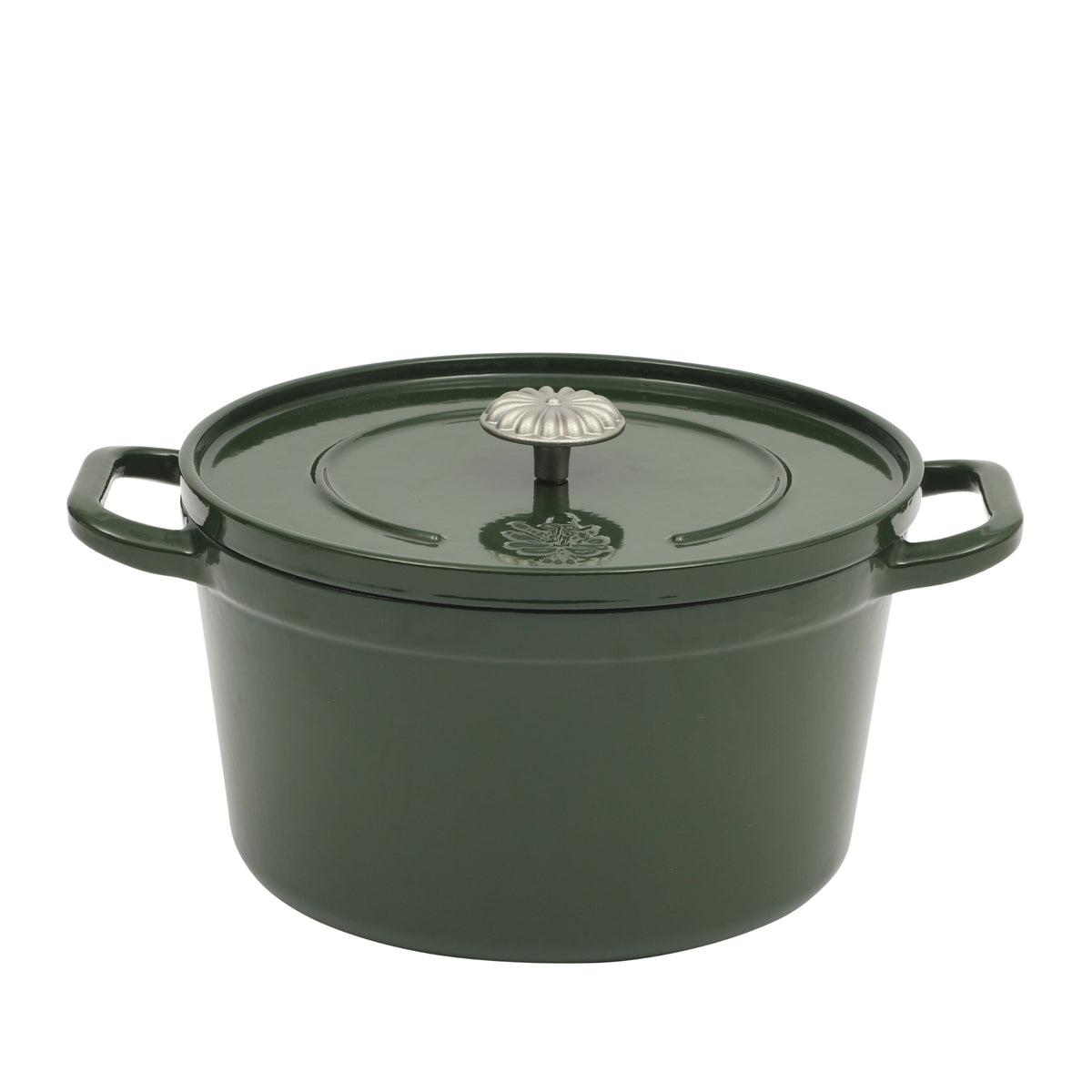 Dutch oven in dark green view 2
