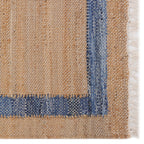 Runner rug in natural with a blue border view 4
