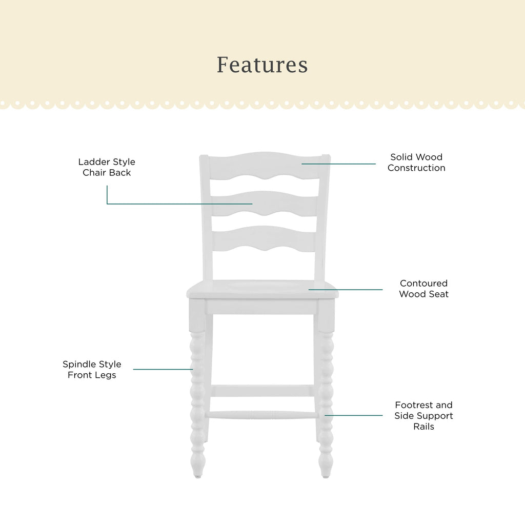 Counter stool set in white view 2