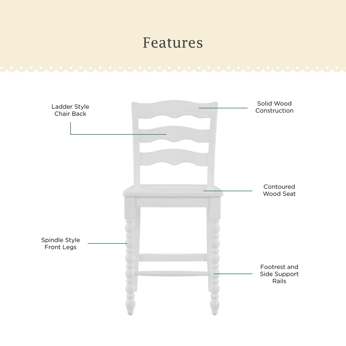 Counter stool set in white view 2