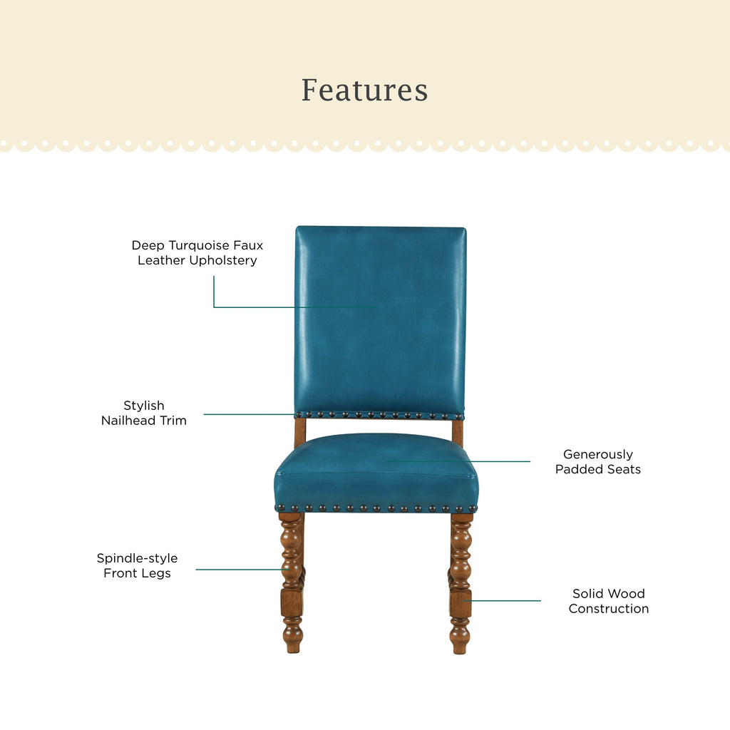 Dining chair set in turquoise view 2