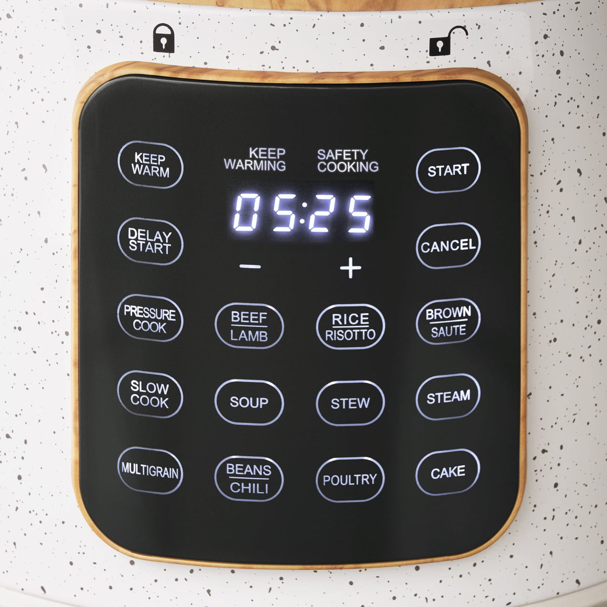 Pressure cooker in linen speckle view 3
