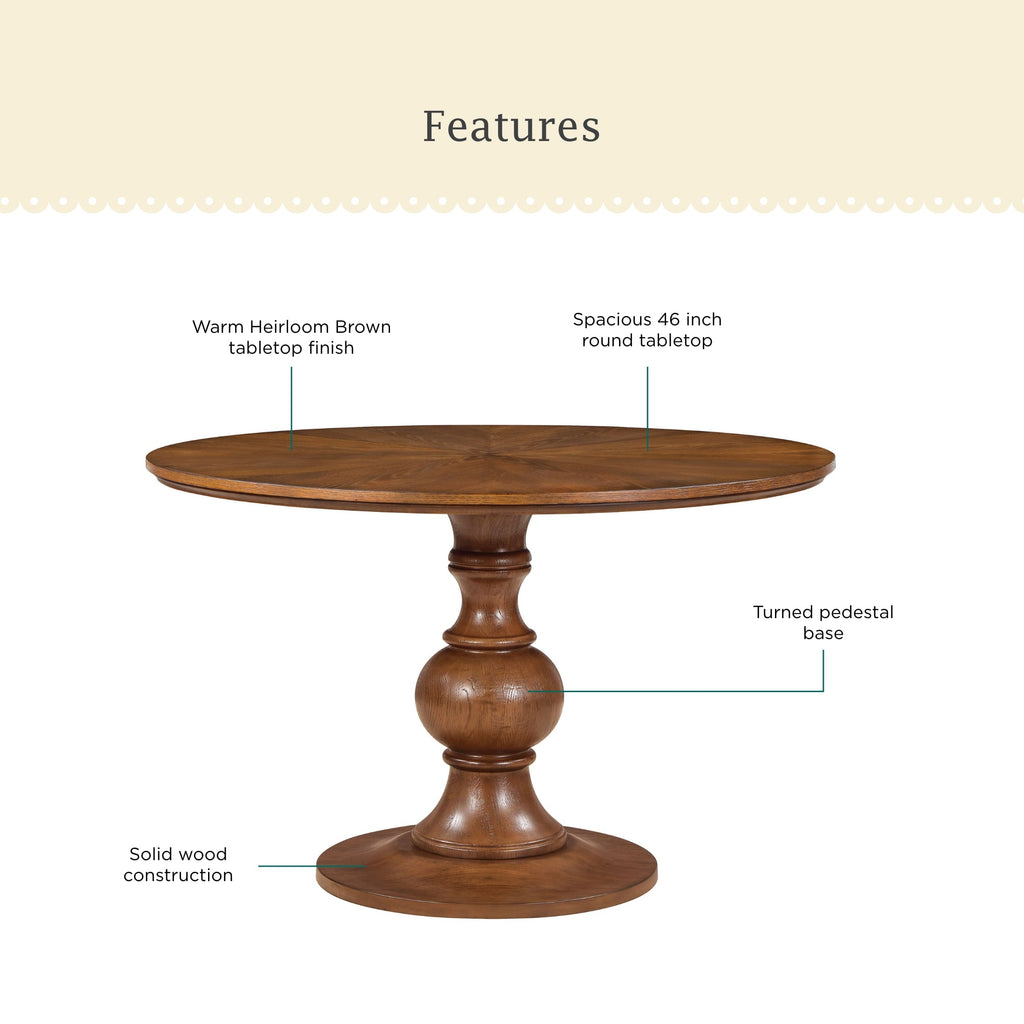 Dining table in heirloom brown view 3