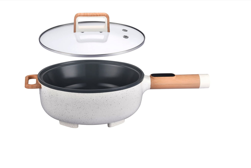 Electric skillet in linen speckle view 4