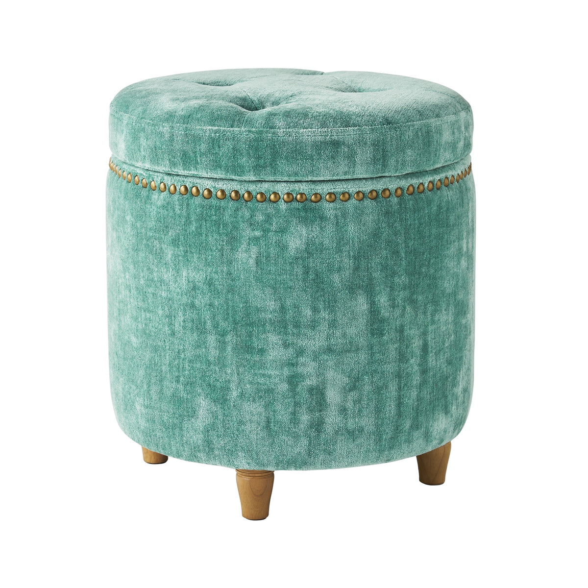 Storage ottoman in jade view 8
