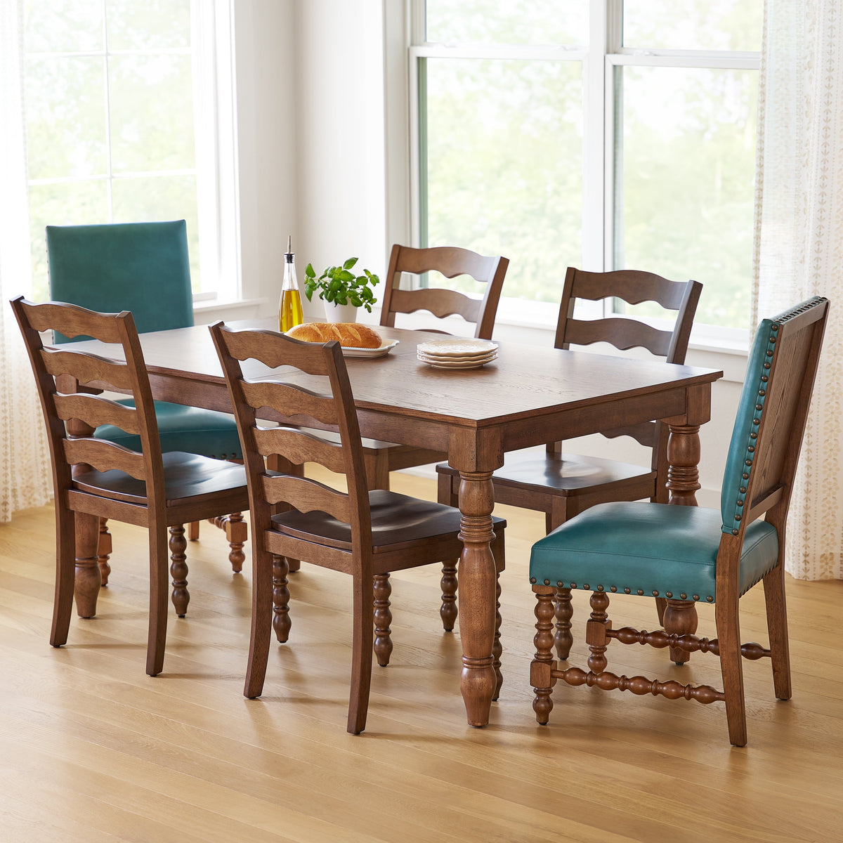 Dining chair set in turquoise view 4