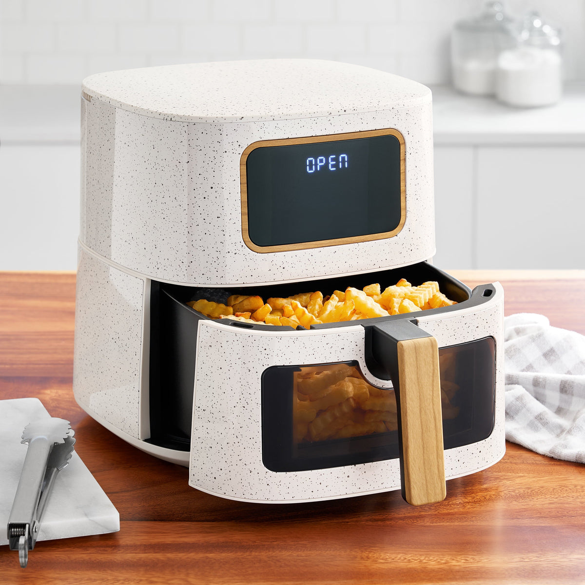Air fryer in linen speckle view 2