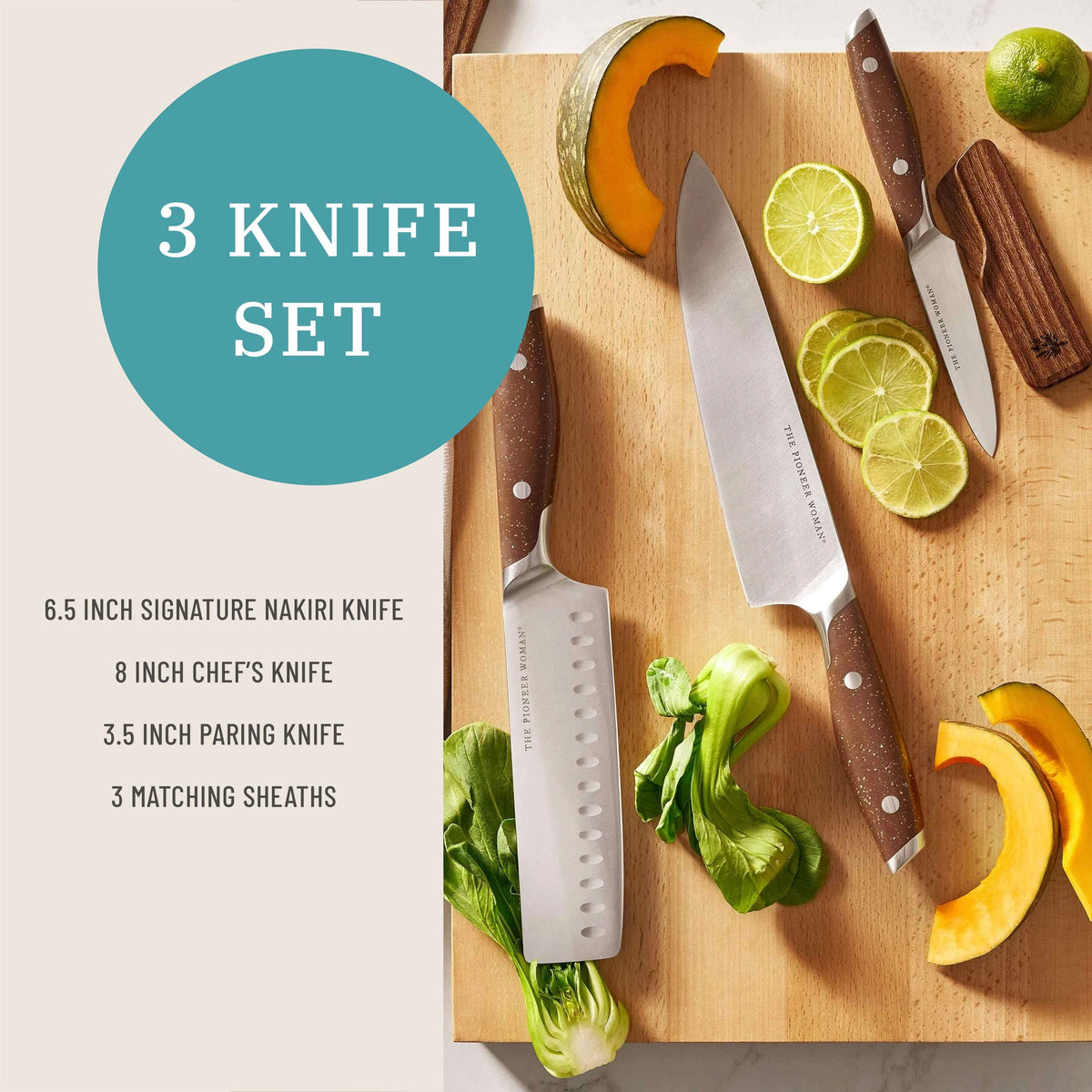 Knife set in brown speckle view 4